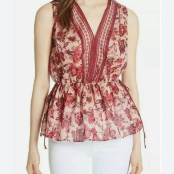 Kate Spade *  Sleeveless Paisley Blossom Blouse Top in Conch Shell Size Small - Picture 10 of 15